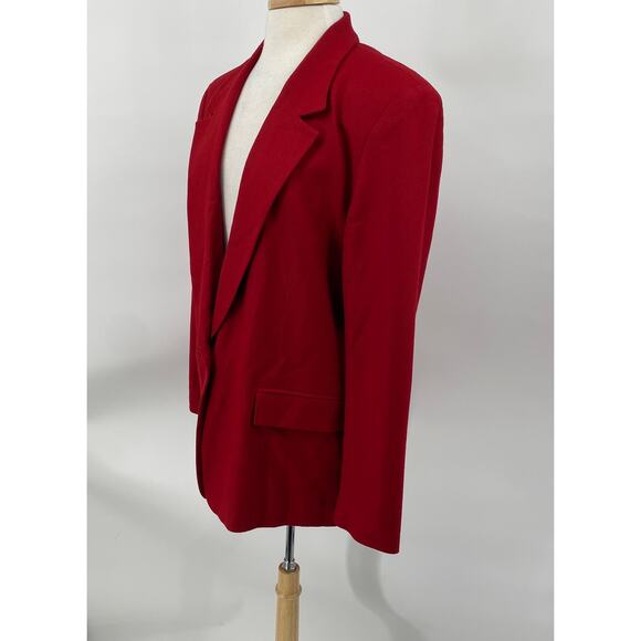 Vintage Pendleton Wool Blazer Single Breasted Button Down Pockets Red Womens 14 - Picture 4 of 12